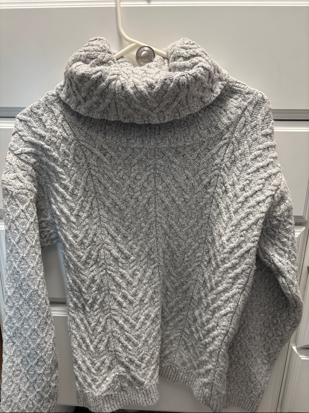 For Love & Lemons Light Gray Cable Turtleneck Sweater